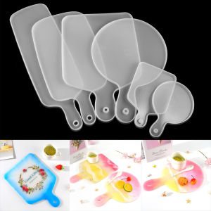 1Pcs Round Resin Mold Coaster Handle Tray Rectangle Silicone Mold Home Table Decoration for DIY Crystal Epoxy Resin Crafts