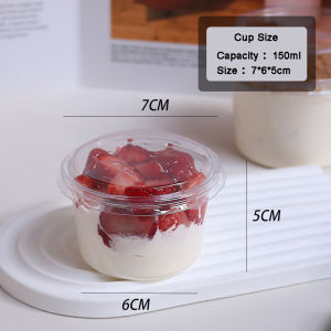 50Pcs Transparent Pudding Cup Ice Cream Cup Mini Dessert Plastic Container With Lid Dessert Cup