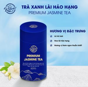 Trà Xanh Lài ROFFESCO PREMIUM JASMINE TEA Đậm Vị Trà Thơm Nồng Dạng Lon 100G