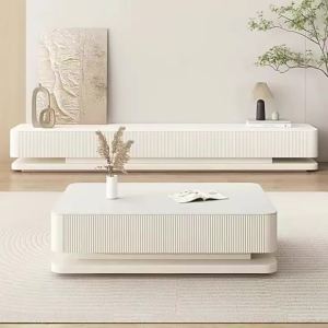 TV cabinet living room household modern minimalist storage cabinet small unit cream style floor standing TV cabinet coffee table combination