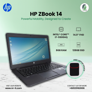 HP ZBook 14 (Intel® Core™ i7-5th Gen | 8GB RAM | 128GB SSD | 14" FHD | Webcam | Win 11)