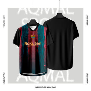 Jersey Futsal Desain Barcelona Print Depan – Bahan Dryfit Adem & Ringan
