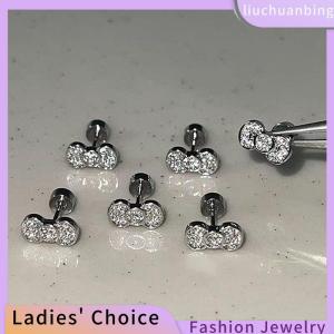 [Hot Sale Jewellery]liuchuanbing Exquisite Cute Shiny Bow Screw Earrings For Women Girls Color Sweet Small Stud Earrings Party Jewelry Accessories