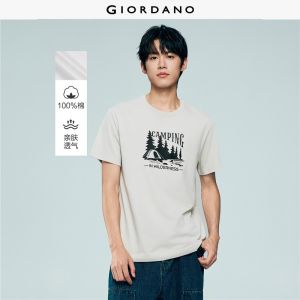 Giordano Beau Monde Men 100% cotton sporty outdoor graphic print tee Free Shipping 13096223