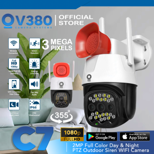 V380 C7 3MP Full Color Day & Night PTZ Outdoor WIFI IP Camera c/w External LoudSiren