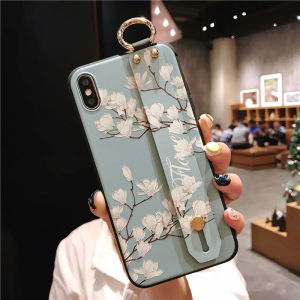 Floral Luxurious Wrist Strap Built-In Kickstand for Samsung Galaxy Phone Case with S21/ S21+/ S21 U/ S22/ S22+/ S22 U
