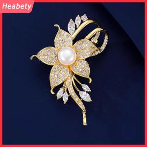 Heabety Tinh Tế Hoa Ngọc Trai Trâm Thời Trang Kim Loại Ve Áo Pins Cho Phụ Nữ Cô Gái Đa Năng Sáng Bóng Corsage Quần Áo Phụ Kiện Quà Tặng