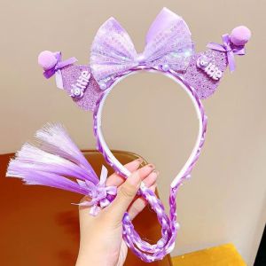 TUmama Dễ thương vương miện hoạt hình hairband cho trẻ em với Bow và pompoms hoàn hảo cho Đầm công chúa lên và trang phục dự tiệc