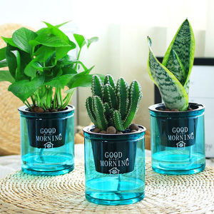 1Pc Round Flowerpot Watering Planter Handmade 2 Layer Self Watering Plant Flower Pot With Water Container Home Garden Decor