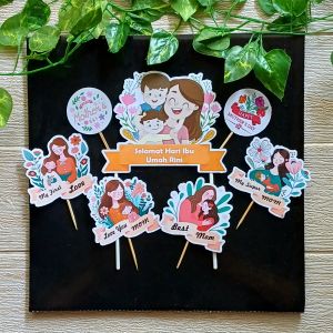 Topper Kue Tema Hari Ibu (Mothers Day) untuk Hiasan / Toper Cake Bisa Custom Nama
