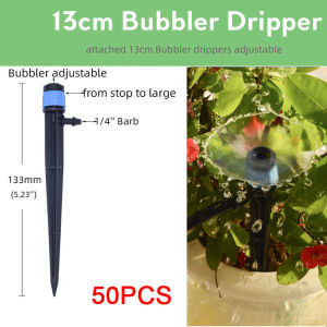 50PCS Garden Watering 13cm Micro Bubbler Drip Irrigation Sprinkler Adjustable Emitters Stake 1/4 Barb Sprayer Fit 4/7mm Hose