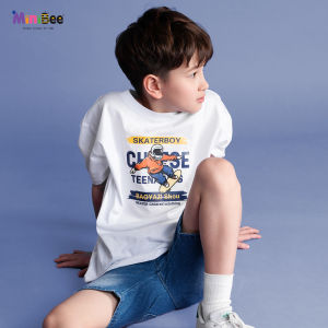 MiniBee - Kaos Anak | Kaos Anak Laki-Laki Motif Skateboard Warna Cream – Gaya Korea Oversize | Kuning Cream