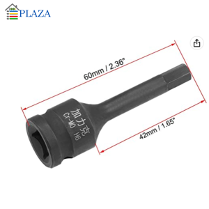 SOCKET DRIVER IMPACT HEX BIT 1/2 INCH ADAPTER HEXAGONAL CR-MO H6