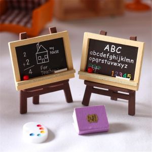 CHUAN Craft Mini Ornament Dollhouse Furniture Miniature Chalkboard Model Small Blackboard Wood Painting Easel Dollhouse Accessories