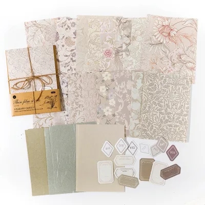 ENWEI 40 Pcs [Hanano Canto Series] Vintage Base Journal Material Paper Multiple materials Deco Paper Scrapbooking Sticker Scrapbook Kit
