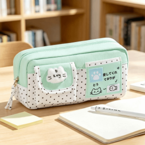 PHANT Large Capacity Pencil Case Clear Window Cartoon Print Stationery Bag Cute Multi-Layer Pen Bag School