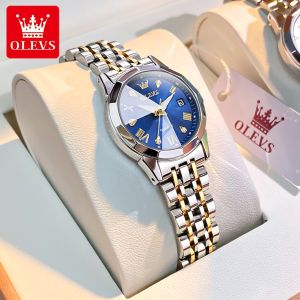 OLEVS Jam Tangan Wanita Terbaru 2025 Anti Air Asli Kasual Bercahaya Besi Tahan Karat Elegan Mewah Jam Tangan Cewek