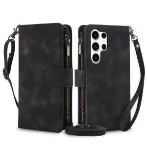 Crossbody Zipper Cards Solt Wallet Leather Case For Samsung Galaxy S24 Ultra S23 Plus S22 S21 A55 A15 A35 A25 A54 A24 Flip Cover