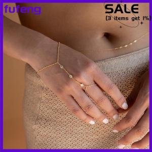 fufeng Minimalist Tiny Chain Bracelet Finger Rings For Women Link Chains Connecting Hand Harness Bracelets Jewelry Gift