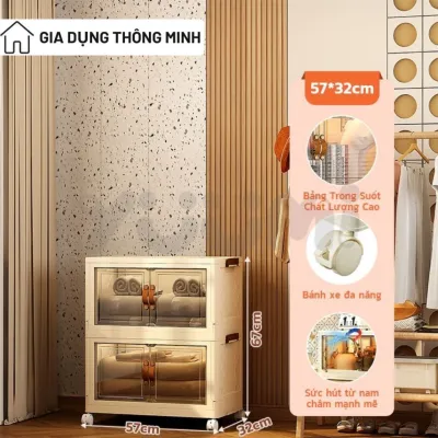 [ TỦ QUẦN ÁO GẤP GỌN CHO BÉ ] Tủ nhựa có bánh xe 360 cửa nhựa trong suốt khóa nam châm hàng cao cấp dày dặn dễ tháo lắp
