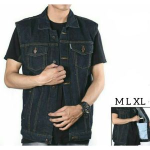 Rompi Jeans Pria Slimfit Hitam Premium Denim Tebal Keren Maskulin Cocok untuk Touring Street Style