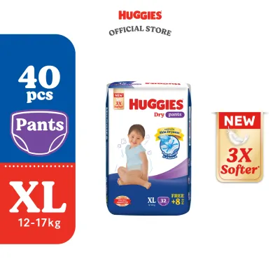 Huggies Dry Pants Diapers S64/M58/L48/XL40/XXL34/XXXL20 (4/6 Packs) - Fastest Absorbing Baby Diaper