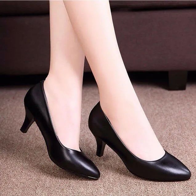 Women s Leather Office Lady Shoes Formal Pumps Soft Work Shoes Business Pointed High Heels Lazada