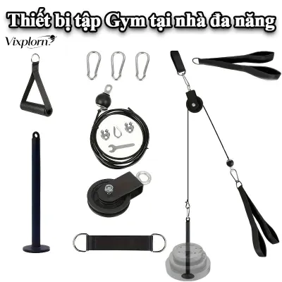 bộ cáp ròng rọc tập gym dây kéo xô lưng tay vai tại nhà đa năng toàn thân treo cửa
