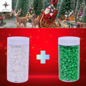 Fuse Beads Perler Hama Beads 5mm 1000pcs Green + 1000pcs White Iron Beads Art and Craft Beads Green White La Ban Collection