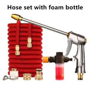 JUWE  Red 25FT/50FT/75FT/100FT High Pressure Car Washing Hose Expandable Magic Hose Garden Watering Telescopic Pipe Hose Flexible Water Hose Water Pump Set Watering Tool