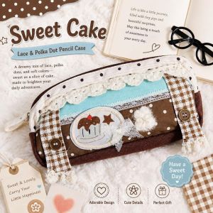 MUMU Dung lượng lớn Túi đựng bút chì hình tai thỏ Nhiều lớp Làm thủ công Túi đựng văn phòng phẩm bằng ren Cổ điển Có khóa Hộp đựng bút xinh xắn Học sinh