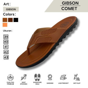 Sandal Flip-Flop Pria GIBSON Comet Kulit PU Premium Anti-Slip Warna Coffee