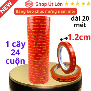 Băng keo chúc mừng năm mới rộng 1.2cm dài 20 mét rộng 2.4cm dài 52 mét