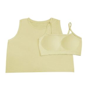 Áo thun thể thao ba lỗ croptop nữ XGYM kèm bratập gymyogachạy bộđạp xepickleballtennis XT2470