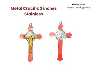 Mini Stainless Crucifix 3 inches Pink and Silver Color Available