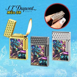 HỘP QUẸT BẬT LỬA DUPONT KHẢM XÀ CỪ 2 MẶT M-58 (S.T. DUPONT) (CÓ HỘP) - (XÀI GAS)