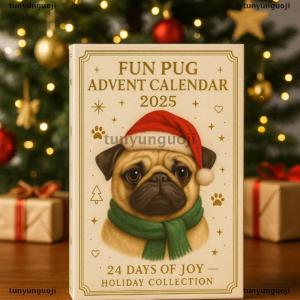 [COD] tunyunguoji Pug Advent lịch 2025 24 ngày giáng sinh Advent lịch với dễ thương Pug chó treo đồ trang trí món quà kỳ nghỉ cho những người Yêu Chó