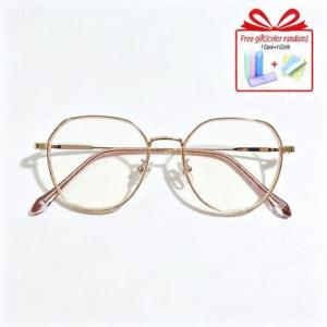 Large Frame Anti Blue-Ray Plain Glasses Fairy Green Pigment Yan Glasses Optical Metal Graded Glasses for Farsighted