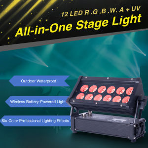 LED Par Light 12 × 18W RGBWA+UV with Battery Wireless DMX IP65 Waterproof for Outdoor Use Weddings Parties and Stage Lighting