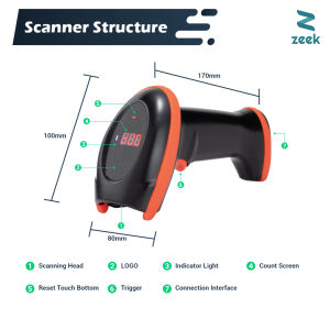 ZT52 2D QR Barcode Scanner Handheld Wireless with USB Charging Base Easy Charging Price and Product Scanning