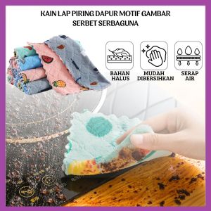 Kain Lap Minyak 25x25 Motif Gambar Lucu Dish Towel Microfiber Serbaguna Kain Lap Dapur Meja Piring Anti Minyak Serbet 2 Sisi Bahan Lembut Serap Air - FR Gallery