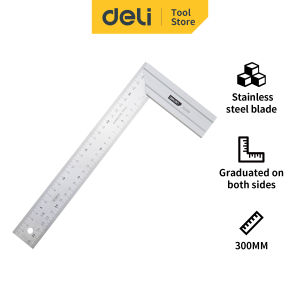 Deli Steel Angle Ruler/Penggaris Siku Tukang 30 cm Stainless Steel DL4036 /Alat Perkakas