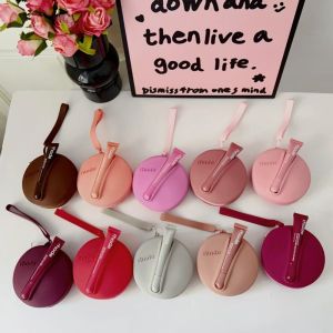 THREADJOY Silicone Cover Lip Gloss Organizer Zipper Closure With Lip Gloss Cosmetics Storage Bag Fashion Case  Design Lipstick Holder with Lipstick Make-up Storage