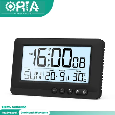 ORIA LCD Digital Alarm Clock W/ Backlight 12/24H Format Snooze Function Desk Clock Temperature Week Date Time Display