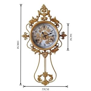 xpkQ Mechanic Wall Clock Luxury Design Retro Wall Clocks Mechanism Silent Watches Art Large Livingroom Decoration SInterior Ornaments 5T9N4