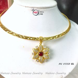 Kiềng Cổ Bông Hoa Đính Đá Phong Cách Quý Phái Sang Trọng Cho Phái Nữ V1058 Đỏ  Namoo Jerwelry