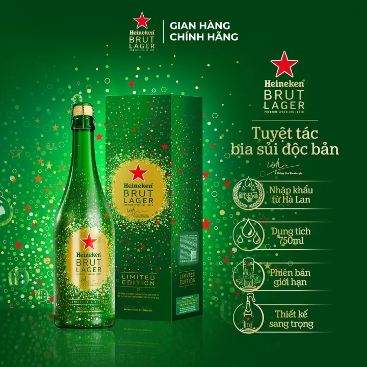 Bia Sủi Heineken Brut Lager 750ml/chai - NHẬP KHẨU HÀ LAN | Lazada.vn