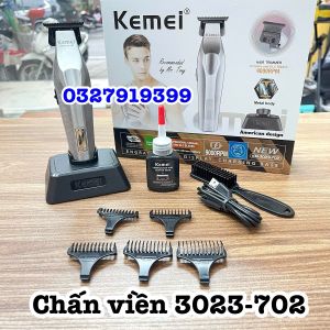 Kemei Tông Đơ Cắt Tóc Cao Cấp 1798 - Pin 3000mAh Công Suất Lớn 9100 Vòng 2 Chế Độ Tăng Tốc Màn Hình LCD Bộ Sạc USB Lưỡi Thép Cacbon Chuyên Fade Tặng 6 Cữ Cắt Dầu Tra Máy Chổi Vệ Sinh Hộp Cứng