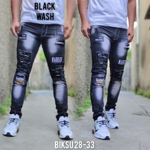 Celana Jeans Skinny Pria Dewasa Terbaru Celana Jeans Emblem Biksu Terbaru Celana Jeans Sobek Lutut