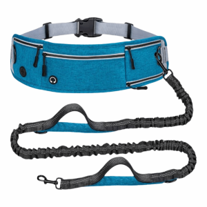 OUTOPEN Nylon Running Dog Leash Multi Functional Reflective Waist Pack Pet Leash Adjustable Elastic Retractable Dog Pulling Rope Walking Dog